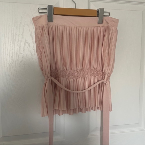 MNG SUIT TALKA Pleated Top Pink Polyester Women’s XS - Picture 2 of 9